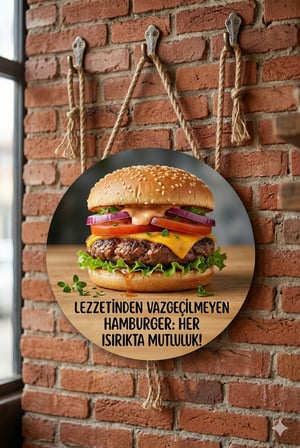 Hamburger Temalı Büfeler Hamburgerciler Fast Food İçin Ahşap Duvar Kapı Dekoratif Süs Tablo