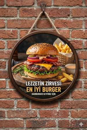 Hamburger Temalı Büfeler Hamburgerciler Fast Food İçin Ahşap Duvar Kapı Dekoratif Süs Tablo