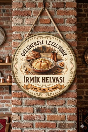 İrmik Helvası Temalı Tatlıcılar Pastaneler Restoranlar İçin Ahşap Duvar Kapı Dekoratif Süs Tablo