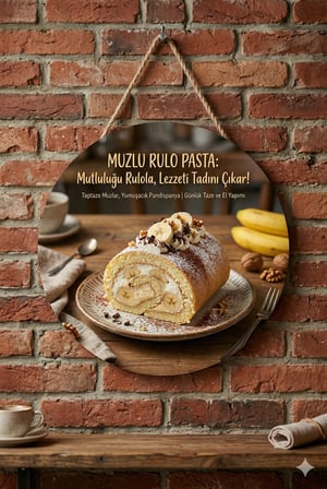 Muzlu Rulo Pasta Temalı Tatlıcılar Pastaneler Restoranlar İçin Ahşap Duvar Kapı Dekoratif Süs Tablo