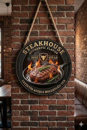 Steak Temalı Et Restoranları Steakçiler Restoranlar İçin Ahşap Duvar Kapı Dekoratif Süs Tablo