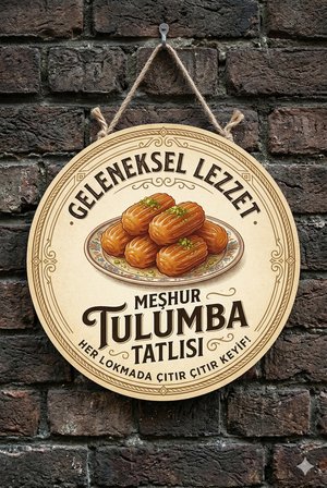Tulumba Tatlısı Temalı Tatlıcılar Pastaneler Restoranlar İçin Ahşap Duvar Kapı Dekoratif Süs Tablo