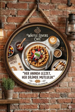 Waffle Temalı Tatlıcılar Wafflecılar Cafeler İçin Ahşap Duvar Kapı Dekoratif Süs Tablo
