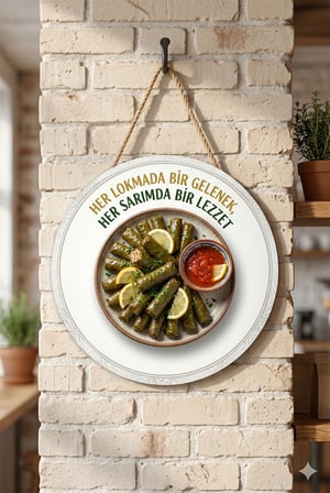 Yaprak Sarma Temalı Restoranlar Cafeler Şarküteriler İçin Ahşap Duvar Kapı Dekoratif Süs Tablo