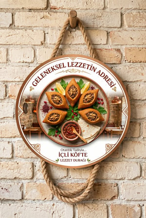 İçli Köfte Temalı Kebapçılar Cafeler Restoranlar İçin Ahşap Duvar Kapı Dekoratif Süs Tablo