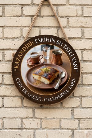 Kazandibi Temalı Pastaneler Tatlıcılar Restoranlar İçin Ahşap Duvar Kapı Dekoratif Süs Tablo