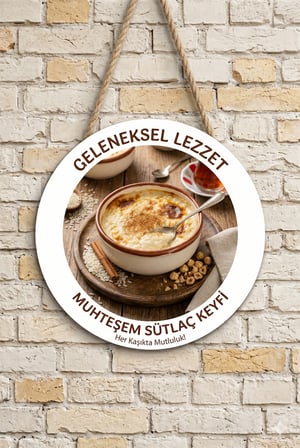 Sütlaç Temalı Pastaneler Tatlıcılar Restoranlar İçin Ahşap Duvar Kapı Dekoratif Süs Tablo
