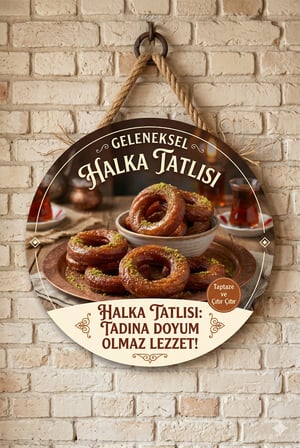 Halka Tatlısı Temalı Pastaneler Tatlıcılar Restoranlar İçin Ahşap Duvar Kapı Dekoratif Süs Tablo