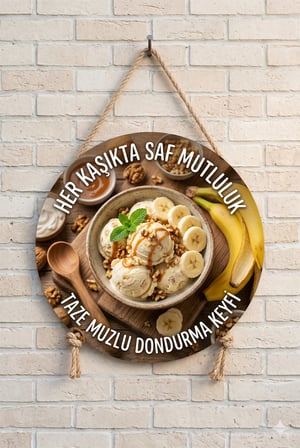 Muzlu Dondurma Temalı Pastaneler Tatlıcılar Dondurmacılar İçin Ahşap Duvar Kapı Dekoratif Süs Tablo