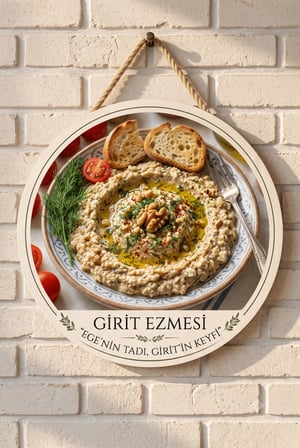 Girit Ezmesi Meze Temalı Restoranlar Şarküteriler Balıkçı İçin Ahşap Duvar Kapı Dekoratif Süs Tablo