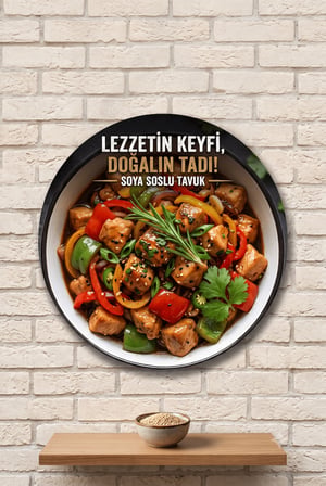 Soya Soslu Tavuk 2 Temalı Restoranlar Cafeler Lokantalar İçin Ahşap Duvar Kapı Dekoratif