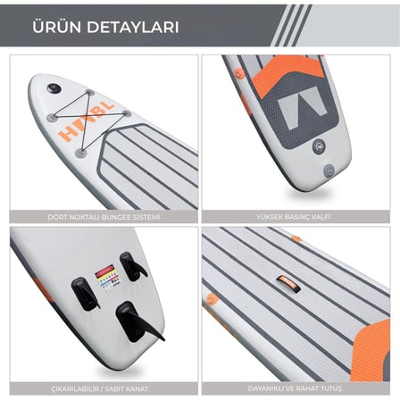 Şişme Sup Board 81*320*15CM Setli Gri Su Sporları İçin Dayanıklı ve Konforlu Kullanım