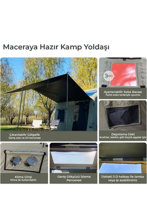 8 Kişilik 8.1 m² – Tenteli Gölgelikli, 4 Mevsim, Su Geçirmez 420D Oxford Kumaşlı Şişme Çadır 300*270*220cm