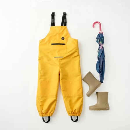 Ligenne Su Geçirmez Çocuk Yağmur Tulumu, Çıkarılabilir Polar Astarlı, Bantlı Dikişli | Pure Mustard