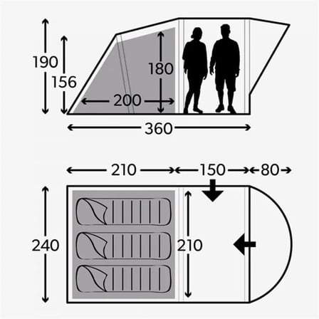 Kampa Brean 3 AIR 3 Kişilik Şişme Havalı Kamp Çadırı