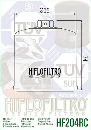 Hiflo Hf204RC 2024-2025 Triumph Daytona 660 Uyumlu Anahtar Başlıklı  Yağ Filtresi