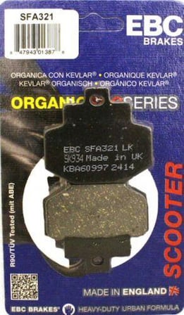 Ebc Sfa321 2003-2009 Vespa Gt 200 Uyumlu Arka Fren Balatası Organik Balata