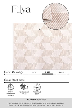 Filya-Krem/Kahve-Akrilik-Salon,Oturma Odası-Halı–Robot Süpürge-Kolay Temizlik-Özel Ölçü-Geometrik