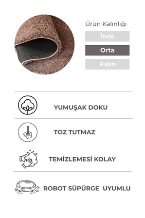 Mabel Koyu Kahve Yumuşak Tuşeli Halı | 6 Renk Seçeneği • Kaymaz Taban • Yıkanabilir