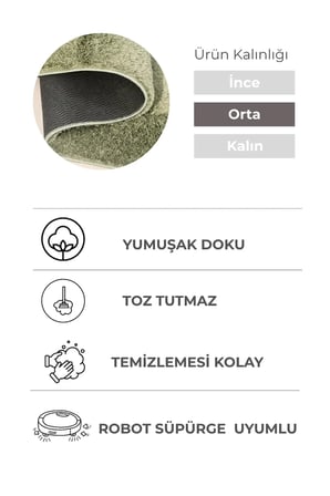 Mabel Parlak Yeşil Yumuşak Tuşeli Halı | 6 Renk Seçeneği • Kaymaz Taban • Yıkanabilir