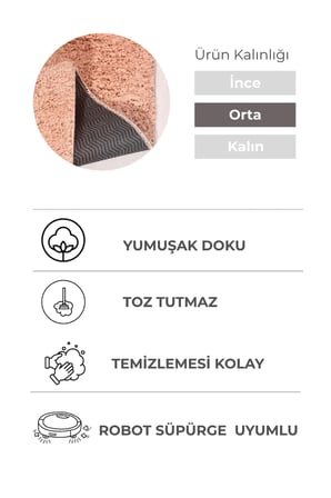 Mabel Yavruağzı Yumuşak Tuşeli Halı | 6 Renk Seçeneği • Kaymaz Taban • Yıkanabilir