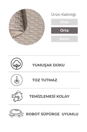Diana Antibakteriyel Tozumaz Dekoratif Halı Robot Süpürge Uyumlu Salon Mutfak Yatak Odası Yolluk
