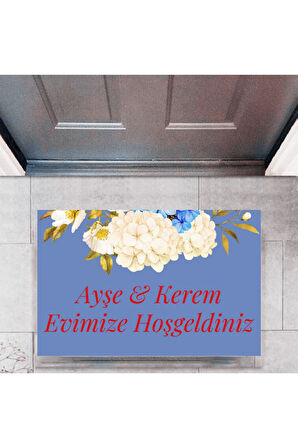 Kapı Önü Paspası Dekoratif Dijital Baskı Evimize Hoşgeldiniz P-2455