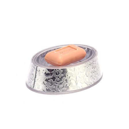SABUNLUK GÜMÜŞ YAPRAK DESENLİ 15X11X4CM