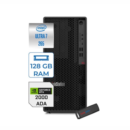 Lenovo Thinkstation P2 Tower Gen2 Intel Core Ultra 7 265 128GB 2tb SSD 16GB/RTX2000 500W Platinum Windows 11 Home Masaüsüt Iş Istasyonu 30JQ0037TRH43 + Zettausb