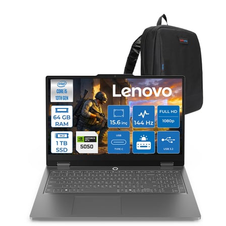 Lenovo Loq Essential 15IRX11 Intel Core I5 13450HX 64GB 1tb SSD 8GB/RTX5050/65W 15.6" Fhd (1920X1080) IPS 300NITS 144Hz Windows 11 Home Gaming Bilgisayar 83SC000QTRH22 + Zettaçanta