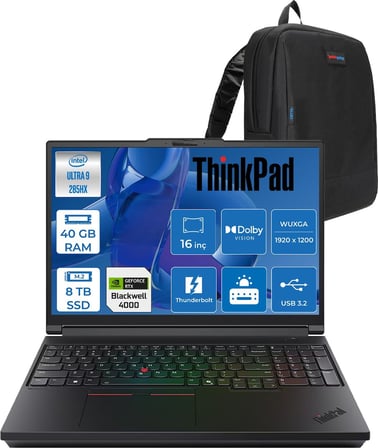 Lenovo Thinkpad P16 Gen3 Intel Ultra 9 285HX Ddr5 40GB 8tb SSD 16GB/RTXPRO4000 Blackwell 16" Wuxga (1920X1200) IPS 500NITS 100% Srgb 60Hz Windows 11 Pro Aı Iş Istasyonu 21RRS0LC00F52 + Zettaçanta