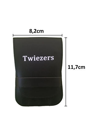 Twiezers TWZSET4001 Deri Çantalı 4'lü Paslanmaz Çelik Cımbız Seti - Siyah/Siyah