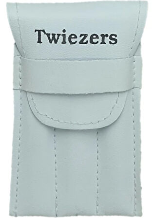 Twiezers TWZSET3111 Deri Çantalı 3'lü Paslanmaz Çelik Cımbız Seti - Beyaz/Beyaz