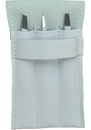 Twiezers TWZSET3111 Deri Çantalı 3'lü Paslanmaz Çelik Cımbız Seti - Beyaz/Beyaz