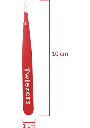 Twiezers TWZSET3221 Deri Çantalı 3'lü Paslanmaz Çelik Cımbız Seti - Kırmızı/Kırmızı