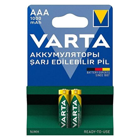 VARTA NI-MH 1.2V 1000 MAH HR03 AAA ŞARJLI 2Lİ İNCE KALEM PİL