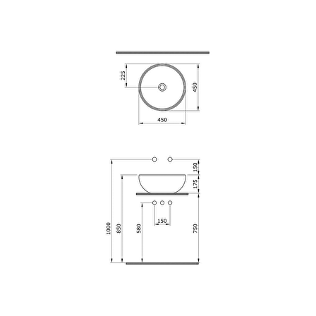 Bocchi Venezia 45 cm Çanak Lavabo Mat Petrol Mavisi