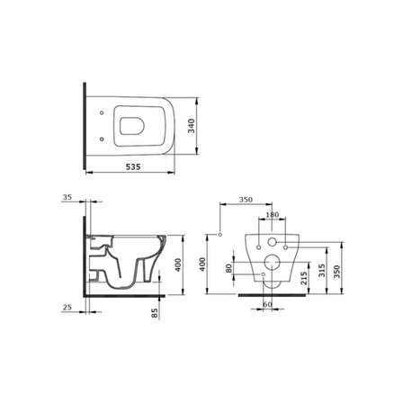 Bocchi Firenze Rimless Asma Klozet, Mat Antrasit