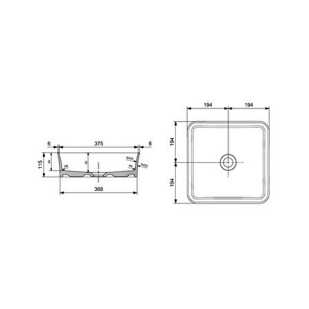 Bocchi Slim Line Kare Lavabo 38x38 cm Mat Mint Yeşil