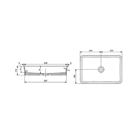 Bocchi Slim Line Dikdörtgen Lavabo 55x38 cm Mat Somon