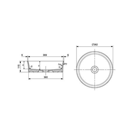 Bocchi Slim Line Yuvarlak lavabo 38 cm Mat Kaşmir