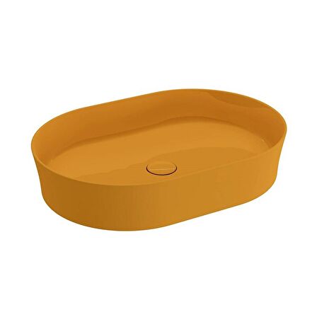 Bocchi Slim Line Oval Lavabo 55x38 cm Parlak Mandalina Sarısı