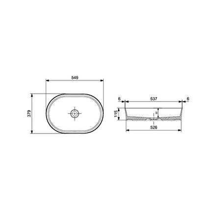 Bocchi Slim Line Oval Lavabo 55x38 cm Parlak Mandalina Sarısı