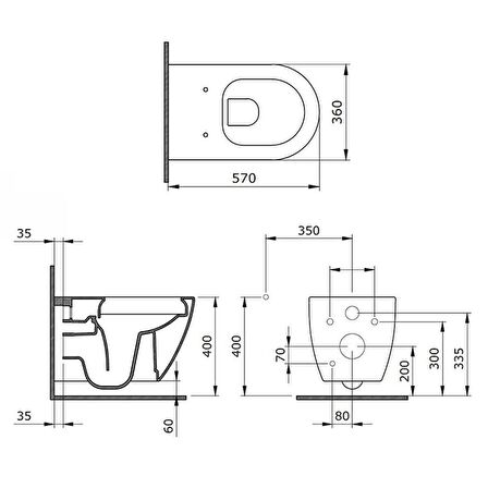 Bocchi Venezia Rimless Asma Klozet Parlak Mandalina Sarısı