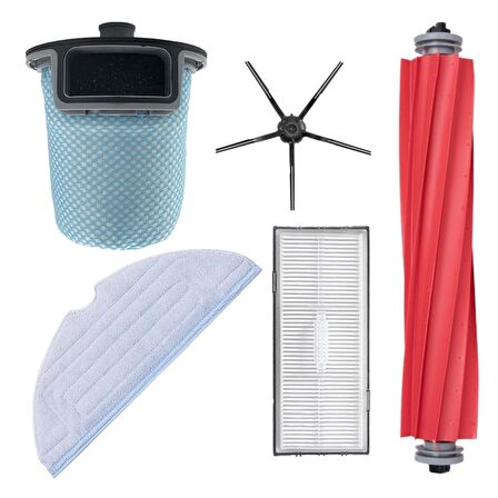 Roborock S7 Sonic Max V T7S Plus Uyumlu 5 Parça Yedek Filtre Fırça Seti Siyah