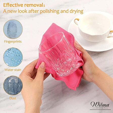 Wilma Secret Temizlik Cam Bezi 40x40 12'li Paket  Ekstra büyüklükteki (40x40 cm) Wilma Secret %100 Mikrofiber Kurulama Bezi, Temizlik Bezi