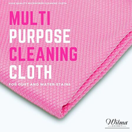 Wilma Secret Temizlik Cam Bezi 40x40 12'li Paket  Ekstra büyüklükteki (40x40 cm) Wilma Secret %100 Mikrofiber Kurulama Bezi, Temizlik Bezi