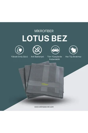 Lotus Mikrofiber Bez 60x40 – Mutfak, Banyo, Cam, Araç Temizlik Bezi