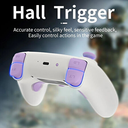 gizala Kablosuz Oyun Kontrolcüsü Gamepad Hall Effect Triggers Joystick Game Controller Switch 2 / Switch/ PC/Steam/Android/IOS (Beyaz)