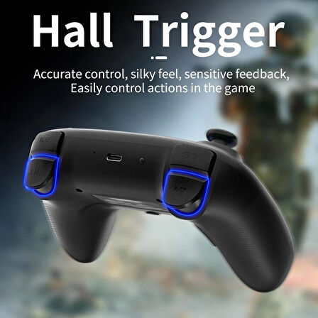 gizala Kablosuz Oyun Kontrolcüsü Gamepad Hall Effect Triggers Joystick Game Controller Switch 2 / Switch/ PC/Steam/Android/IOS (Siyah)